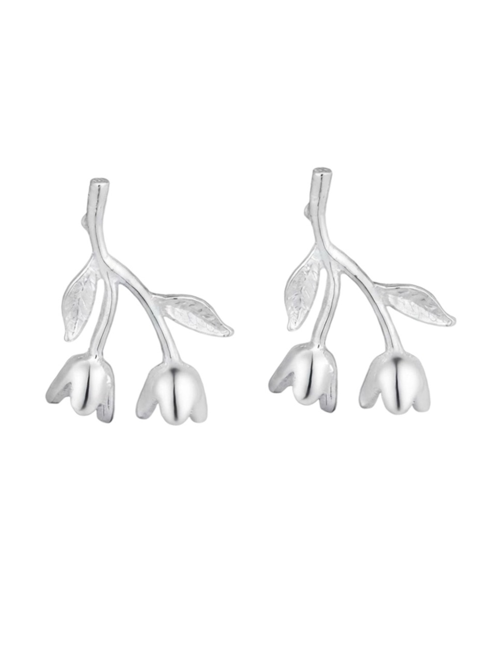 LC Lauren Conrad Silver Tone Inverted Drop Earrings with Bell Blossoms (NWT)